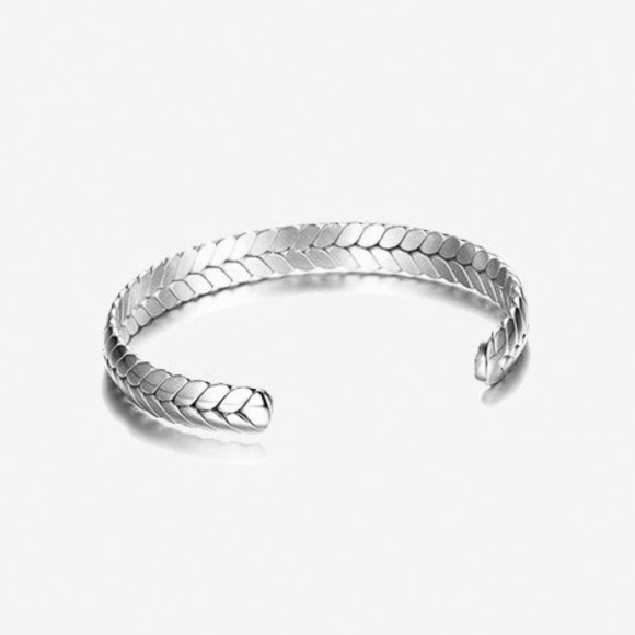 Stackable Braided Cuff in Steel - Picture 3 of 3